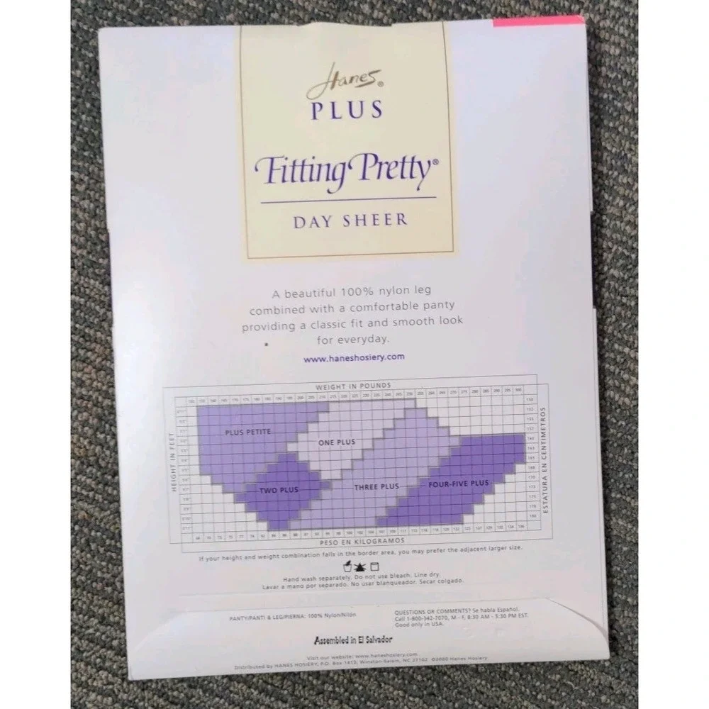 Hanes Fitting Pretty Pantyhose Plus Size One‎ 1 Pearl Day Sheer 2000 Sandalfoot